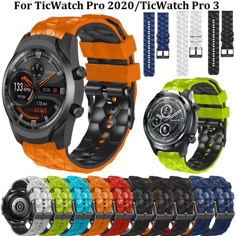 22 мм Силиконовый Ремешок Для Часов TicWatch Pro 3 Ultra GPS LTE GTX 2021 2020 Sport Correa Smartwatch Ремешок Для Часов Замена Ремня
