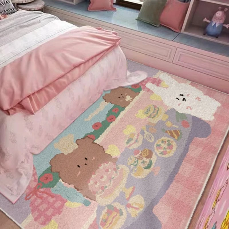 Современные ковры Ins для гостиной большой площади, утолщенные, мягкие и устойчивые к загрязнениям Розовые ковры для детской комнаты, легкий роскошный коврик для гардероба