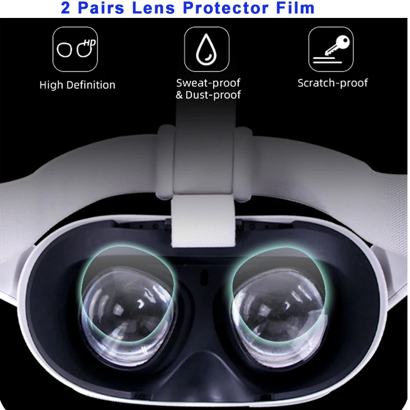 2 пары защитных пленок для линз для Oculus Quest 2 VR HD Прозрачная пылезащитная защитная пленка от царапин для Quest 2
