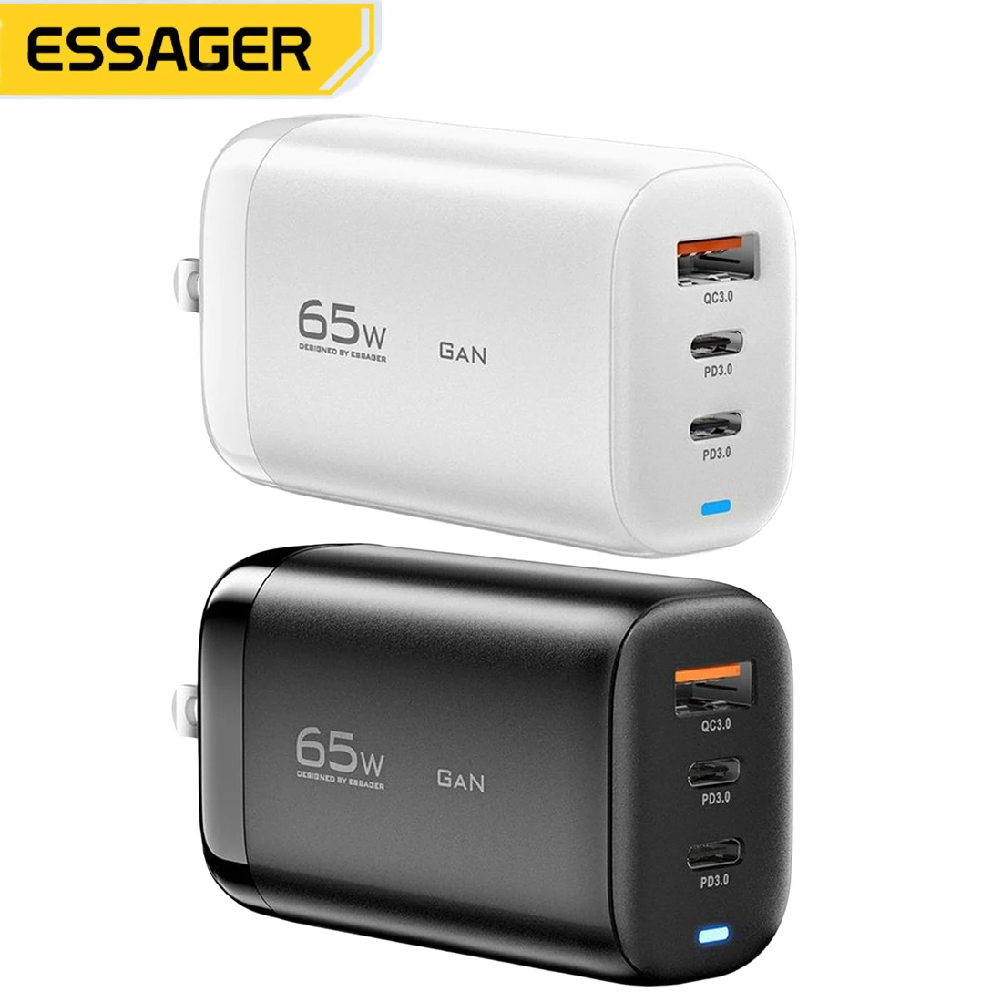 Essager 65 Вт GaN Зарядное Устройство USB Type C Для ноутбука PPS 45 Вт 25 Вт Быстрая Зарядка Samsung QC3.0 PD3.0 Для iPhone14 13 Pro Телефонные Чейджеры