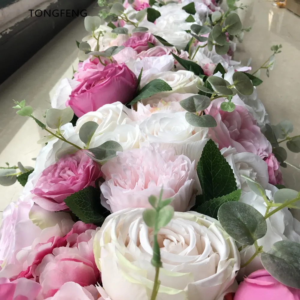 Арка из искусственного шелка с розами и гортензиями, цветочное украшение, цветочная дорожка, свадебный цветочный ряд, Микс цветов TONGFENG