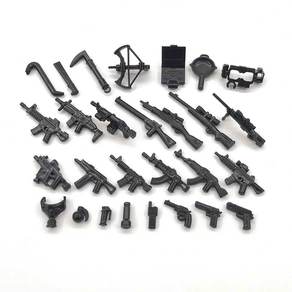 Запирающееся оружие Modern Warfare PUBG Gun WW2 Запчасти для военного оружия MOC Soldier Модель Playmobil Строительный блок Кирпич Детские игрушки