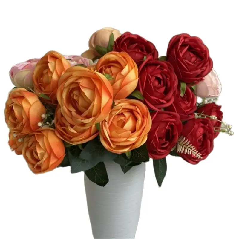 Одна Искусственная Камелия Melaleuca (9 Головок/Букет) Длиной 16 дюймов, Имитирующая Круглую Розу для Свадебных Домашних Декоративных Искусственных Цветов