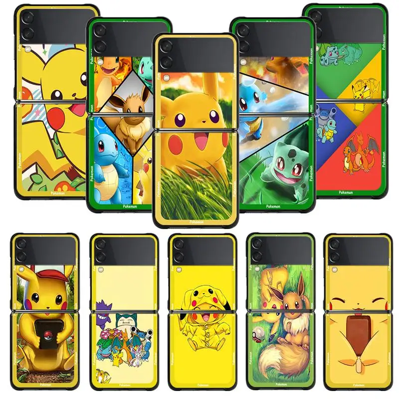 Чехол для Samsung Galaxy Z Flip 4 Z Flip3 5G Чехол для Galaxy Z Flip PC Жесткий Чехол Capa Pokemon Gengar Pikachu Psyduck Squirtle