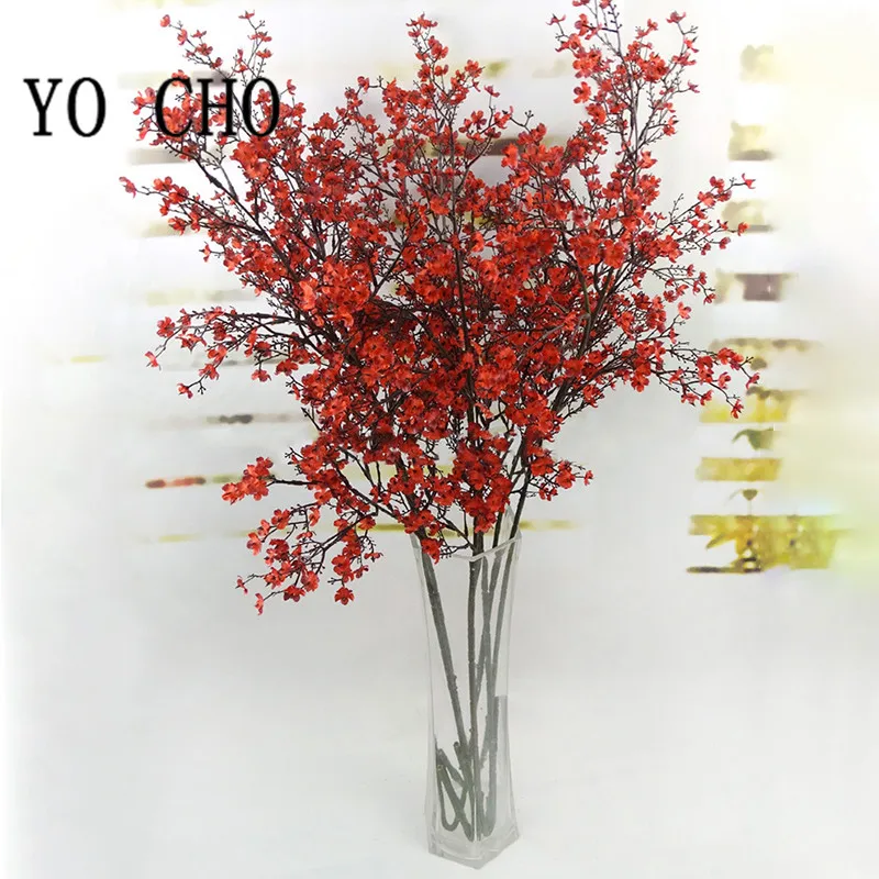 Имитация вишневой ветки YO CHO 100 см8 вилка свадебный букет украшение гостиной поддельный цветок