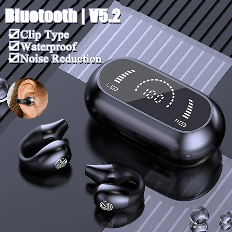 2023 Новые беспроводные наушники-клипсы Bluetooth 5.2, водонепроницаемые наушники с шумоподавлением и микрофоном, гарнитура для вызова высокой четкости