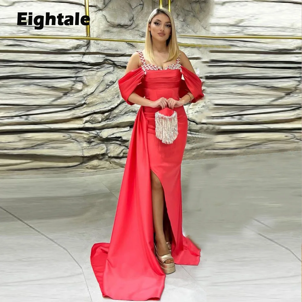 Женское вечернее платье Eightale Арабское вечернее платье для выпускного вечера со складками русалки, расшитыми бисером, платье для выпускного вечера, свадебное платье robes de soirée