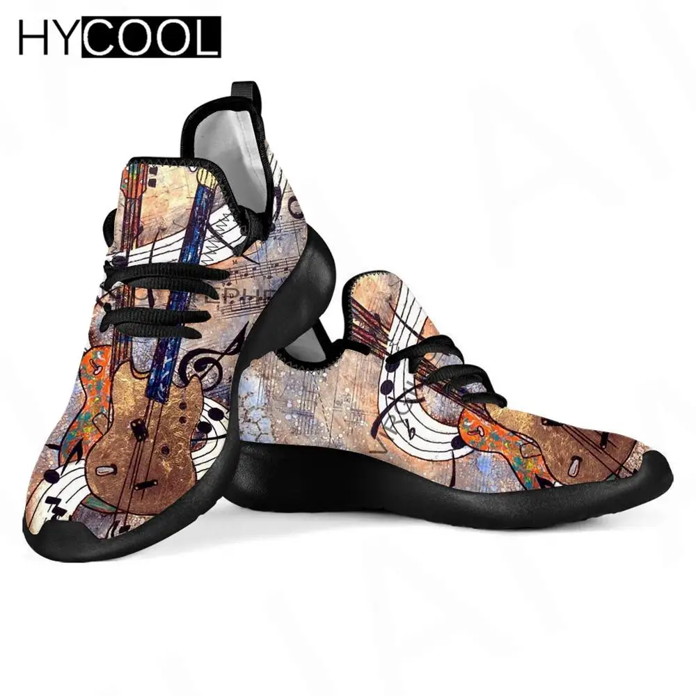 HYCOOL, Новый стиль, Летняя женская спортивная обувь, ретро-арт, Гитара, Сетчатая воздушная вязка, Легкие уличные кроссовки на шнуровке
