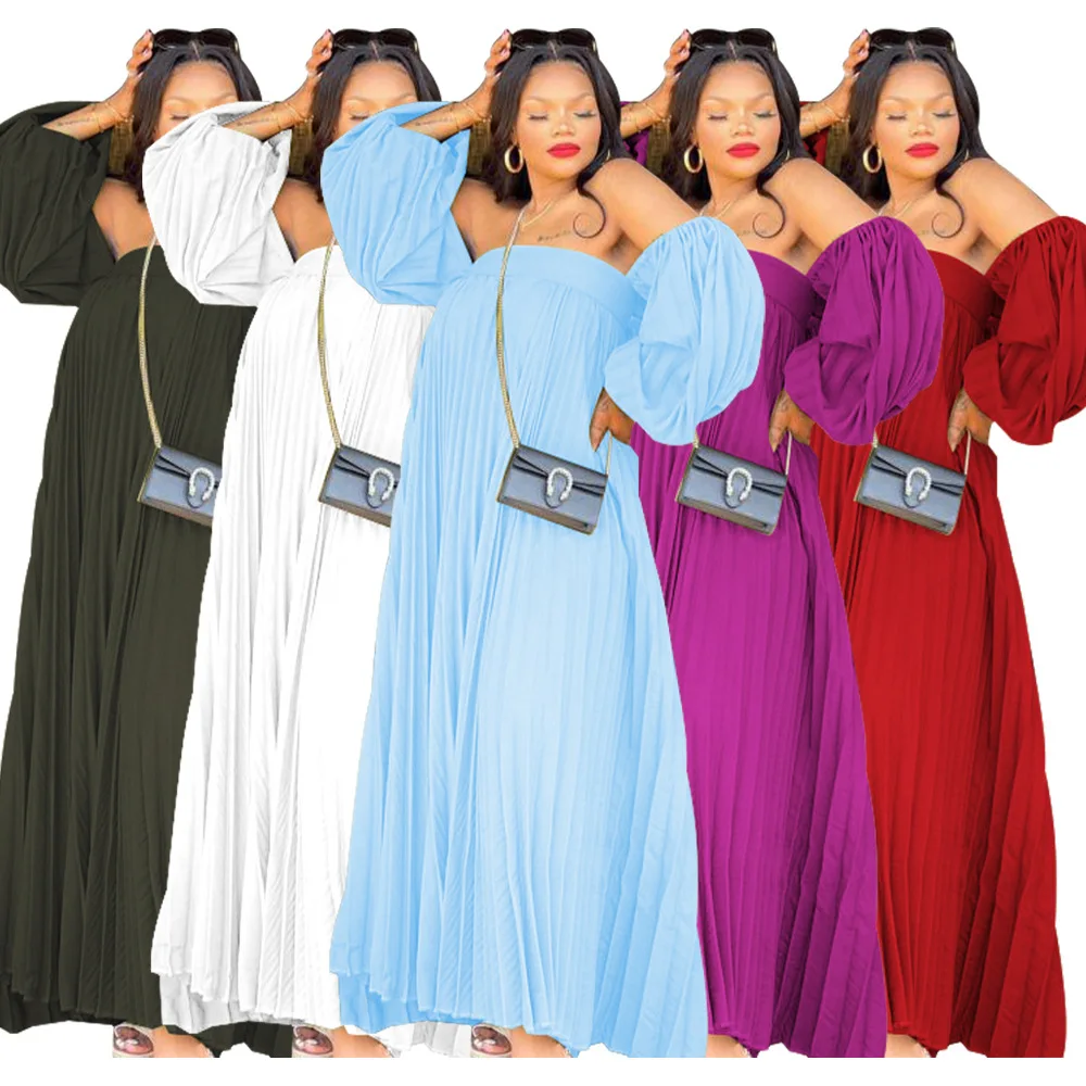 Женское Летнее Свободное платье Макси с разрезом на шее и боковым рукавом, сексуальное Однотонное Плиссированное Длинное платье в стиле Поп Оверсайз, пляжный наряд