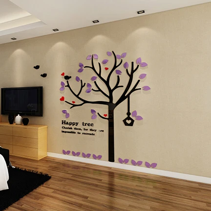 3D акриловые наклейки на стену Memory Tree, детская комната, мультяшные наклейки на стену happy tree, Спальня, украшение гостиной