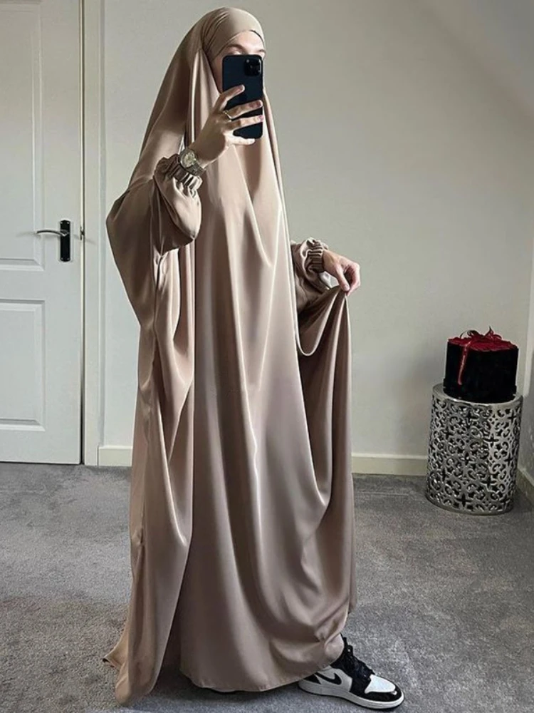 Ид Абая С Капюшоном Мусульманские Женщины Молитвенная Одежда Джилбаб Длинный Химар Платье-Хиджаб Полное Покрытие Рамадан Платье Абаи Исламская Одежда Никаб