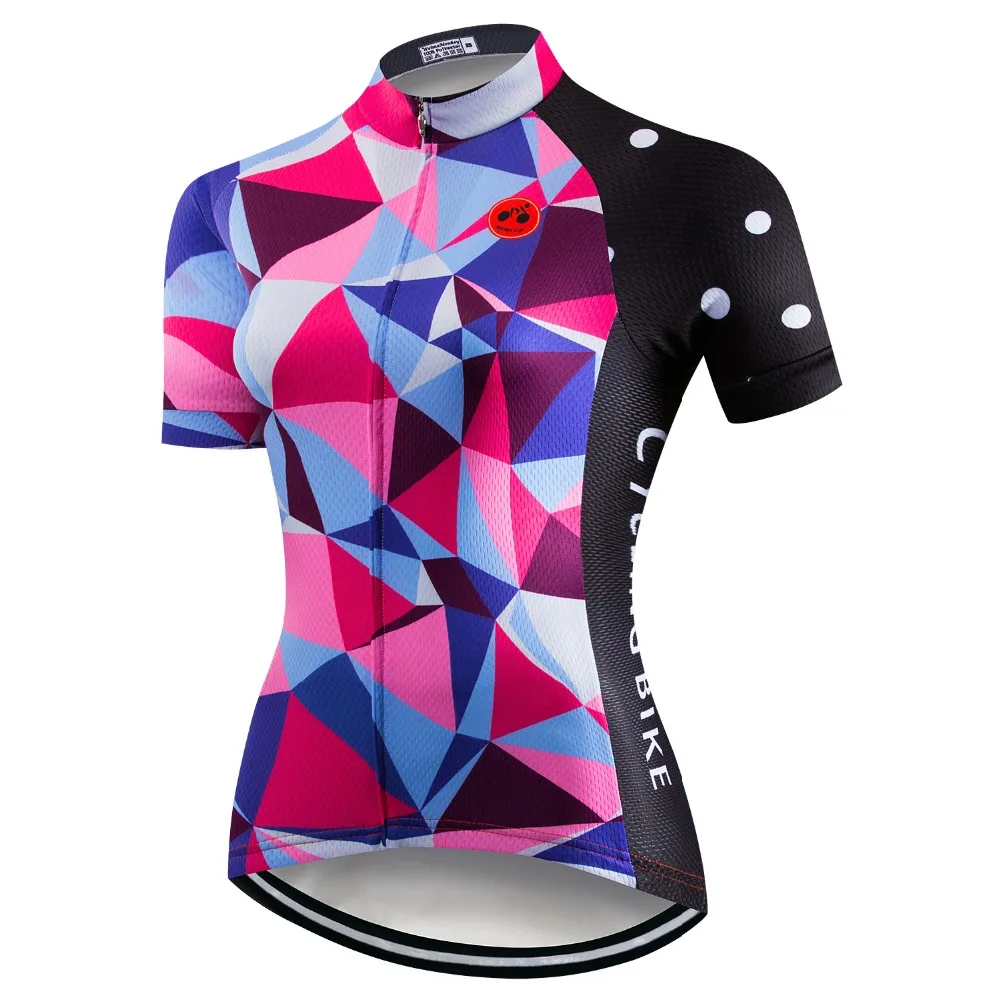 Женский трикотажный топ для велоспорта, Летняя Велосипедная одежда Ciclismo, Быстросохнущая Велосипедная одежда, Красочный Треугольник