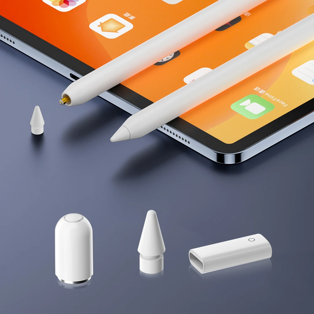 Адаптер для зарядки 3 в 1, Магнитный колпачок для карандаша, Сменный набор наконечников для стилуса, встроенный смарт-чип, легкий вес для Apple Pencil 1