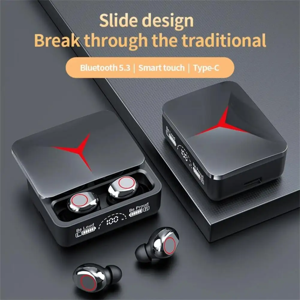 TWS M90 Bluetooth-совместимые наушники 5.3, Беспроводные наушники с сенсорным управлением, игровые гарнитуры с шумоподавлением HIFI с микрофоном