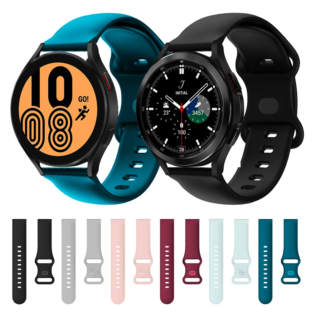 Силиконовый ремешок с двойной пряжкой для Samsung Galaxy Watch4, ремешок 40 мм 44 мм, классические ремешки для часов-браслетов 46 мм 42 мм