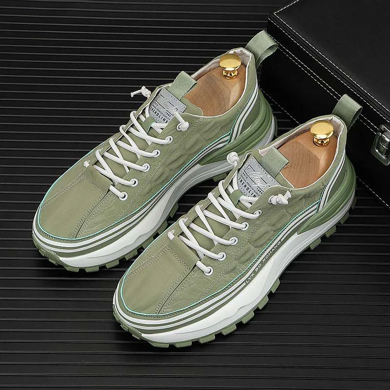 Зеленые повседневные кроссовки Harajuku, мужская Весенняя вулканизированная обувь, мужские уличные кроссовки в стиле хип-хоп, мужская обувь на платформе