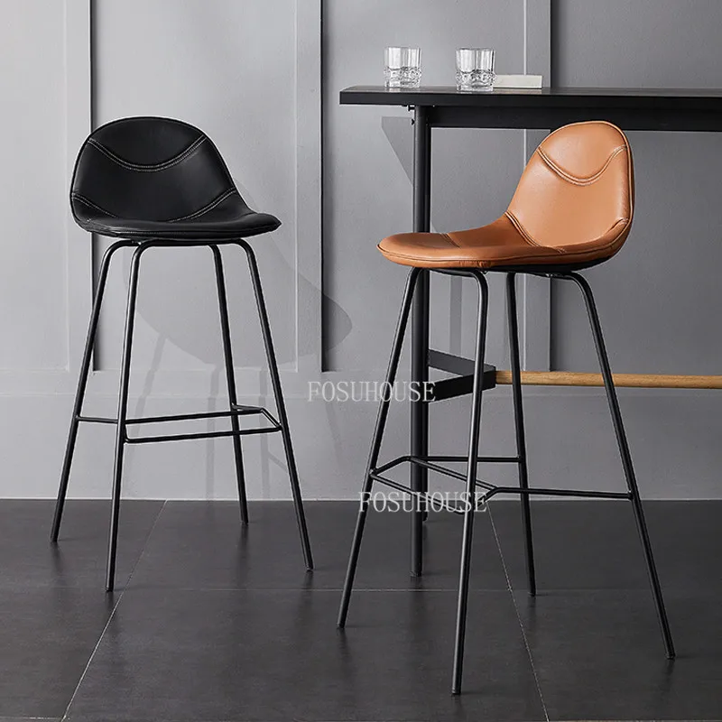 Барный стул FOSUHOUSE Современный минималистичный бытовой кухонный стул с высокой спинкой для отдыха Барные стулья из кованого железа Креативная барная мебель