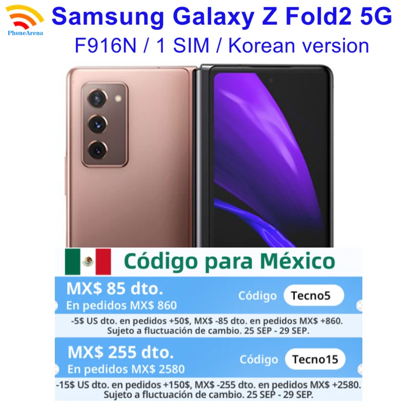 90% Новый Samsung Galaxy Z Fold 2 Fold2 5G F916N 7,6 