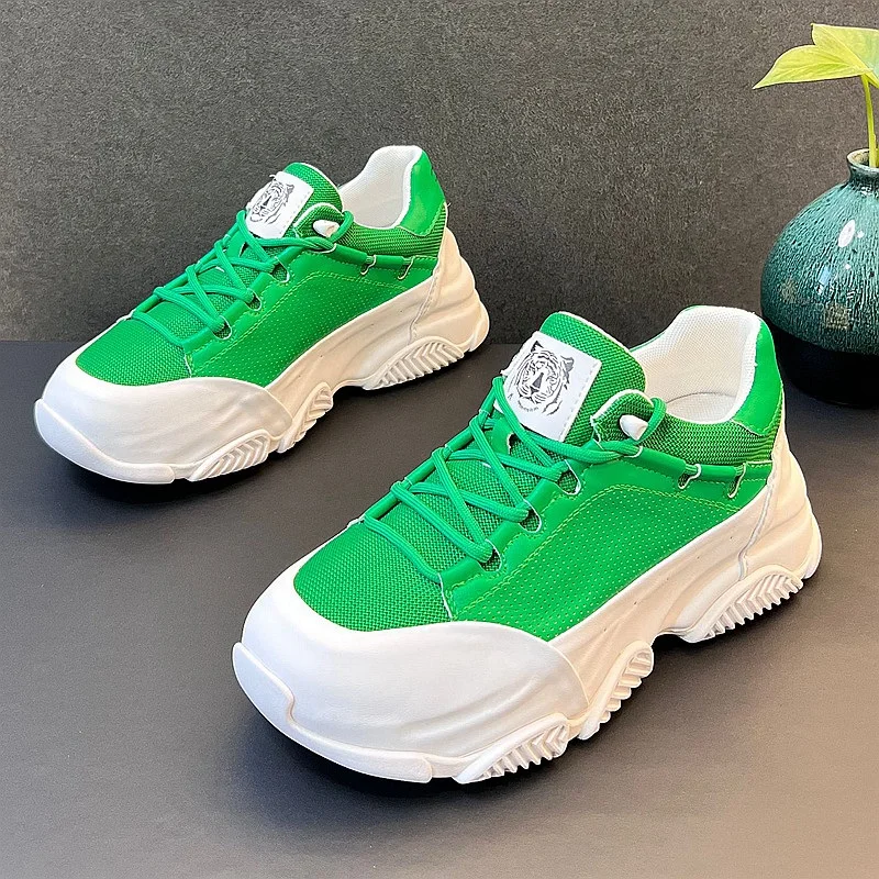 Новые дизайнерские синие, зеленые, белые мужские туфли на шнуровке, роскошные кроссовки на платформе, Повседневная обувь Zapatos Hombre Chaussure Homme