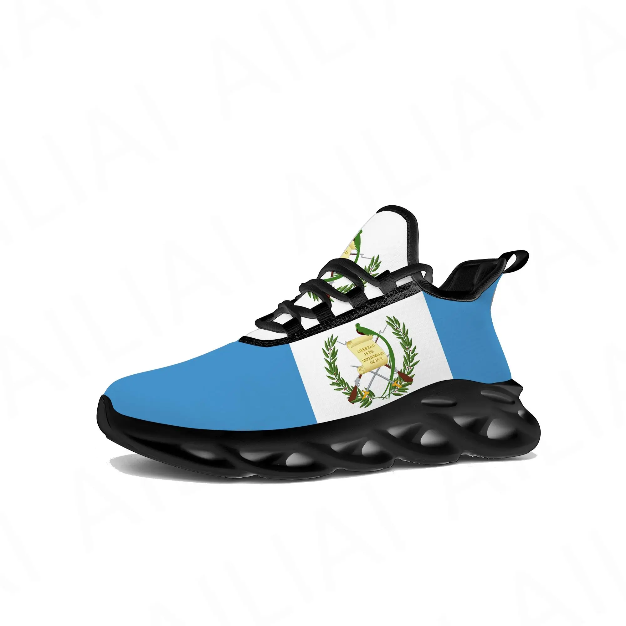 Гватемальский флаг, кроссовки на плоской подошве, Мужские Женские Спортивные кроссовки для бега, высококачественные кроссовки, Сетчатая обувь на шнуровке, Обувь на заказ.
